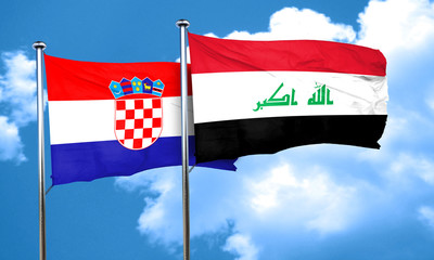 croatia flag with Iraq flag, 3D rendering