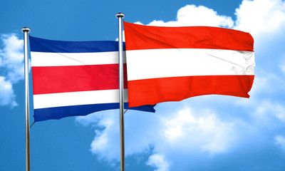 Costa Rica flag with Austria flag, 3D rendering
