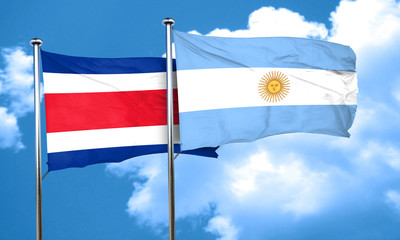Costa Rica flag with Argentine flag, 3D rendering