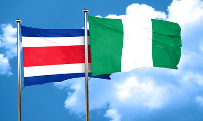 Costa Rica flag with Nigeria flag, 3D rendering