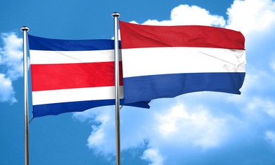 Costa Rica flag with Netherlands flag, 3D rendering