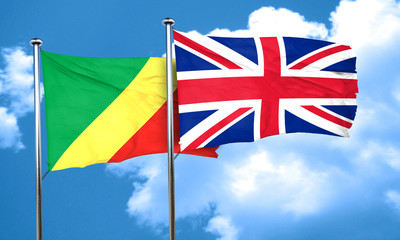 Congo flag with Great Britain flag, 3D rendering