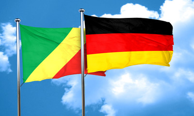 Congo flag with Germany flag, 3D rendering