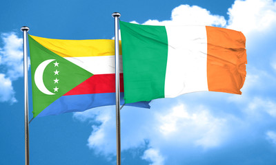 Comoros flag with Ireland flag, 3D rendering