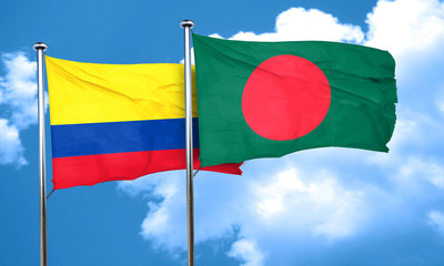 Colombia flag with Bangladesh flag, 3D rendering
