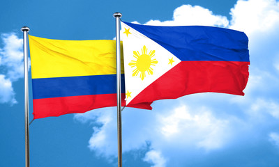 Colombia flag with Philippines flag, 3D rendering