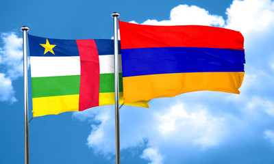 Central african republic flag with Armenia flag, 3D rendering