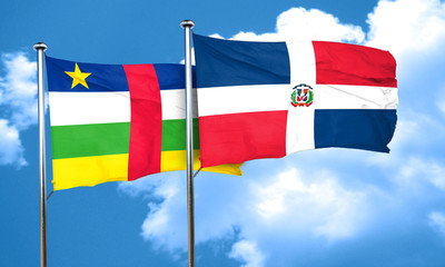 Central african republic flag with Dominican Republic flag, 3D r