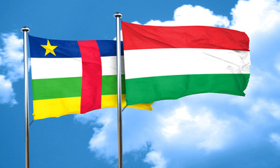 Central african republic flag with Hungary flag, 3D rendering