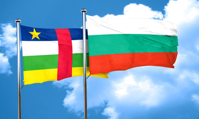 Central african republic flag with Bulgaria flag, 3D rendering