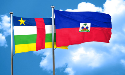 Central african republic flag with Haiti flag, 3D rendering