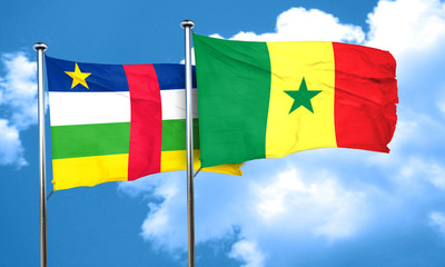 Central african republic flag with Senegal flag, 3D rendering