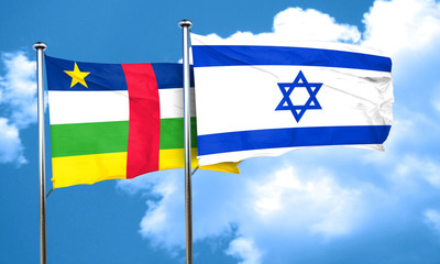 Central african republic flag with Israel flag, 3D rendering