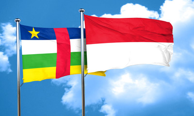 Central african republic flag with Indonesia flag, 3D rendering