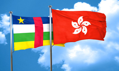 Central african republic flag with Hong Kong flag, 3D rendering