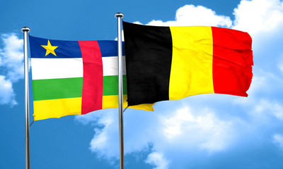 Central african republic flag with Belgium flag, 3D rendering