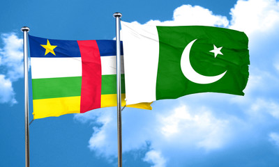 Central african republic flag with Pakistan flag, 3D rendering