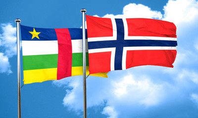 Central african republic flag with Norway flag, 3D rendering