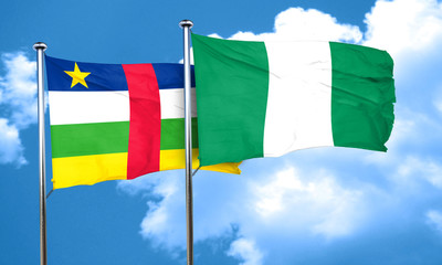 Central african republic flag with Nigeria flag, 3D rendering