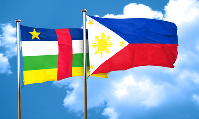Central african republic flag with Philippines flag, 3D renderin