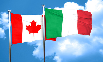 Canada flag with Italy flag, 3D rendering