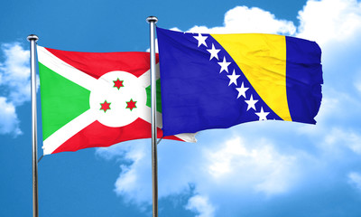 Burundi flag with Bosnia and Herzegovina flag, 3D rendering