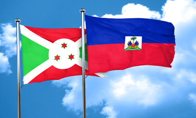 Burundi flag with Haiti flag, 3D rendering