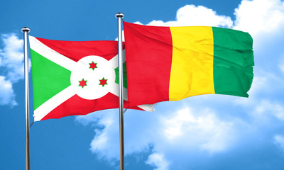 Burundi flag with Guinea flag, 3D rendering