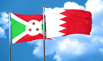 Burundi flag with Bahrain flag, 3D rendering