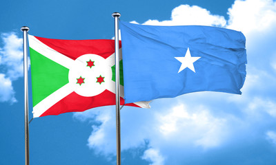 Burundi flag with Somalia flag, 3D rendering