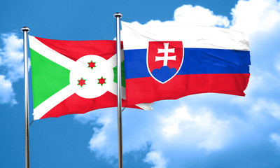 Burundi flag with Slovakia flag, 3D rendering