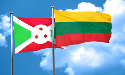 Burundi flag with Lithuania flag, 3D rendering