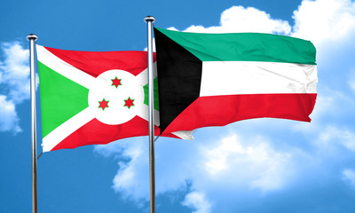 Burundi flag with Kuwait flag, 3D rendering