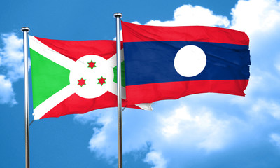Burundi flag with Laos flag, 3D rendering