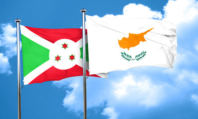 Burundi flag with Cyprus flag, 3D rendering