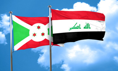 Burundi flag with Iraq flag, 3D rendering