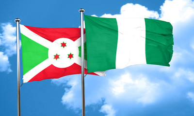 Burundi flag with Nigeria flag, 3D rendering