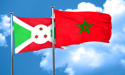 Burundi flag with Morocco flag, 3D rendering