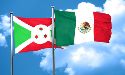 Burundi flag with Mexico flag, 3D rendering