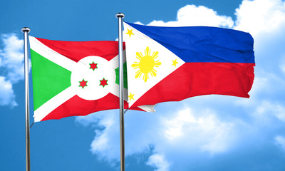 Burundi flag with Philippines flag, 3D rendering