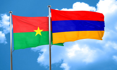 Burkina Faso flag with Armenia flag, 3D rendering