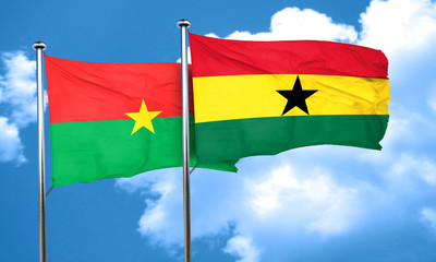 Burkina Faso flag with Ghana flag, 3D rendering