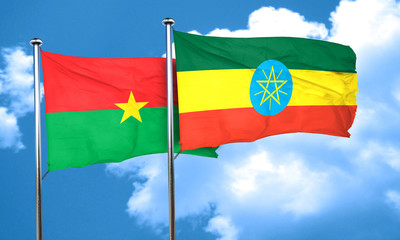 Burkina Faso flag with Ethiopia flag, 3D rendering