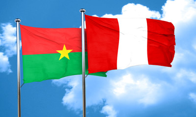 Burkina Faso flag with Peru flag, 3D rendering 