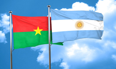 Burkina Faso flag with Argentine flag, 3D rendering