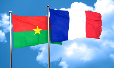 Burkina Faso flag with France flag, 3D rendering