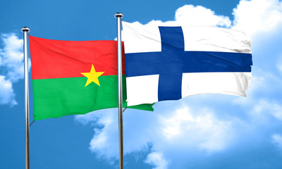 Burkina Faso flag with Finland flag, 3D rendering