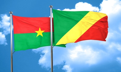 Burkina Faso flag with congo flag, 3D rendering