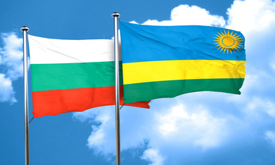 bulgaria flag with rwanda flag, 3D rendering
