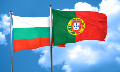 bulgaria flag with Portugal flag, 3D rendering